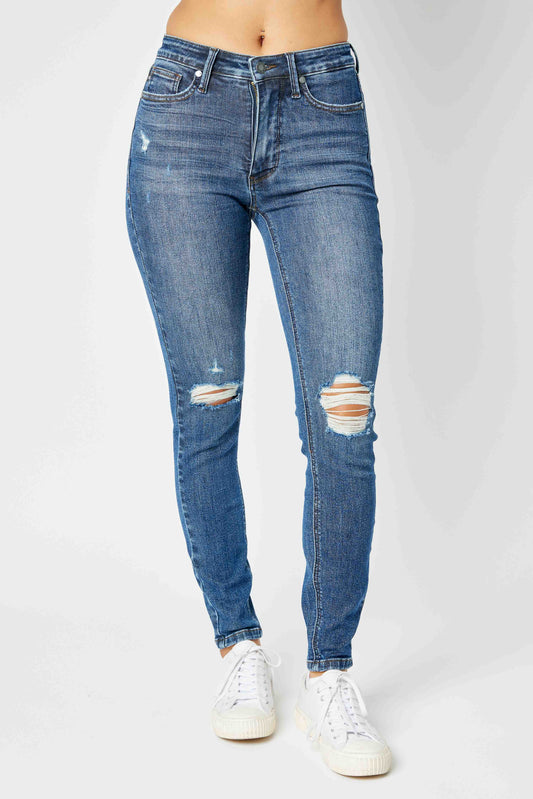Judy Blue Mid Rise TUMMY CONTROL DESTROY SKINNY CURVY