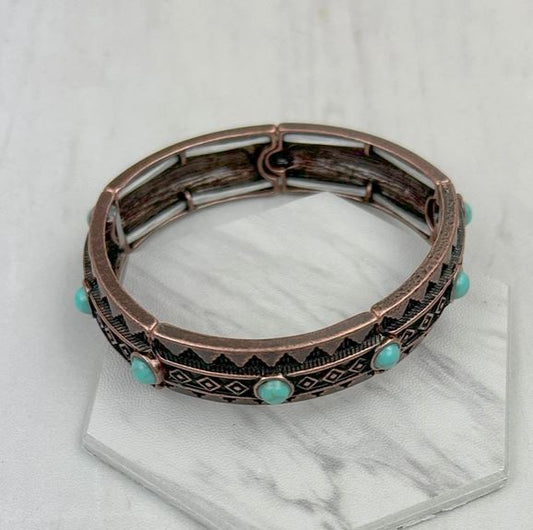 Copper Metal with Blue Turquoise Stone Bracelet