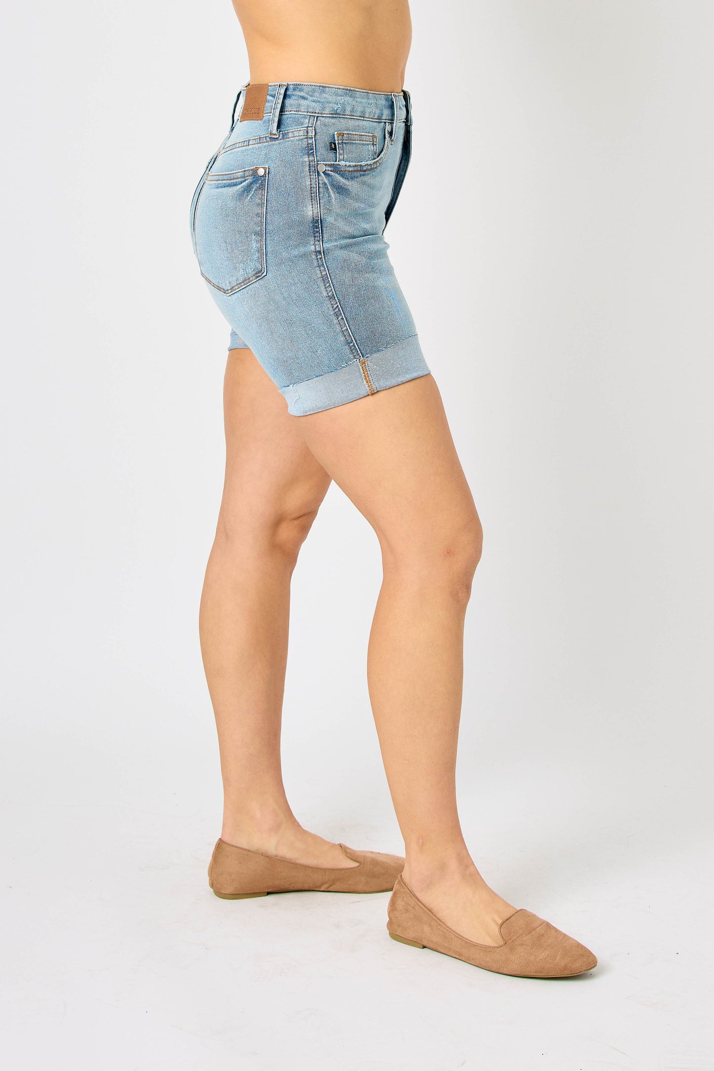 Judy Blue HW Tummy Control Cool Denim Shorts