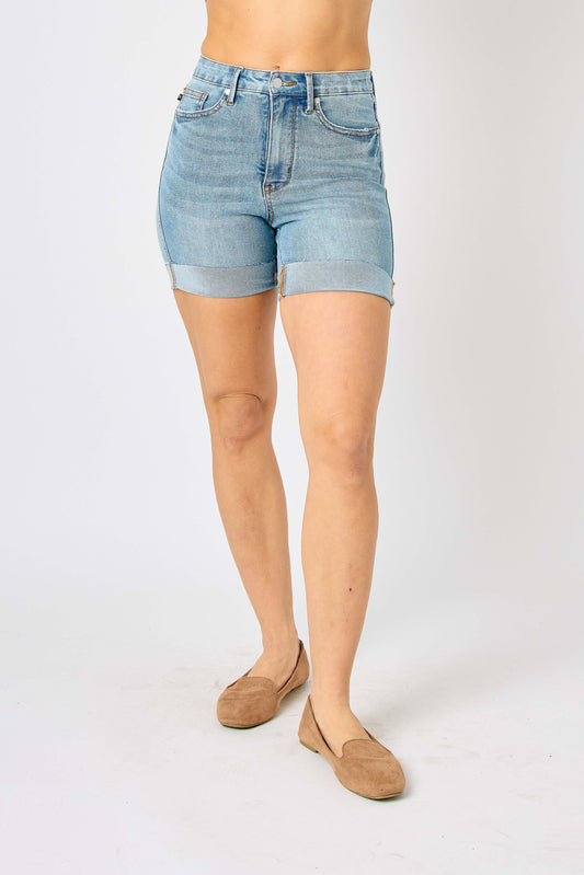 Judy Blue HW Tummy Control Cool Denim Shorts