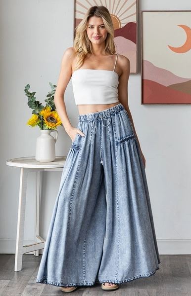 Washed Tencel Wide Leg Pants