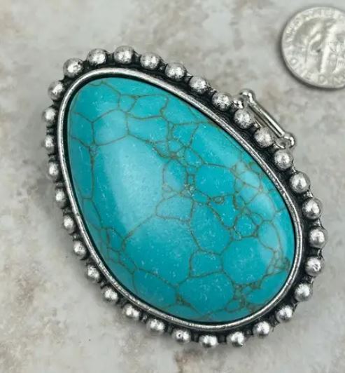 Large Oval with Stone Ring