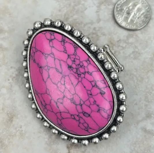 Large Oval with Stone Ring