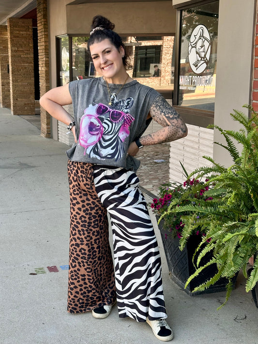 Animal Style Half & Half Cropped Pants