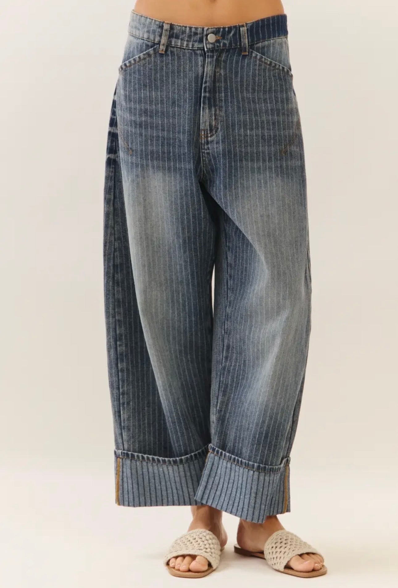 Luxe Stripe Barrel Pants