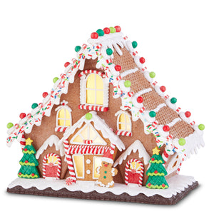 11.5" LIGHTED GINGERBREAD LODGE