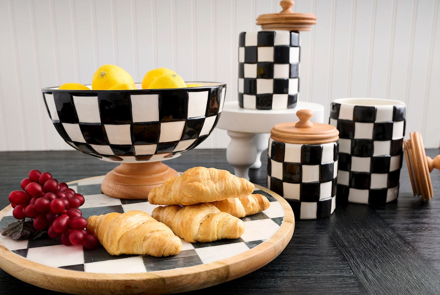 Black & White Check Canister Set