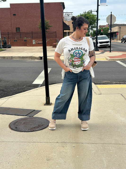 Luxe Stripe Barrel Pants