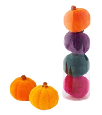 LARGE FLOCKED PUMPKINS - SET OF 6