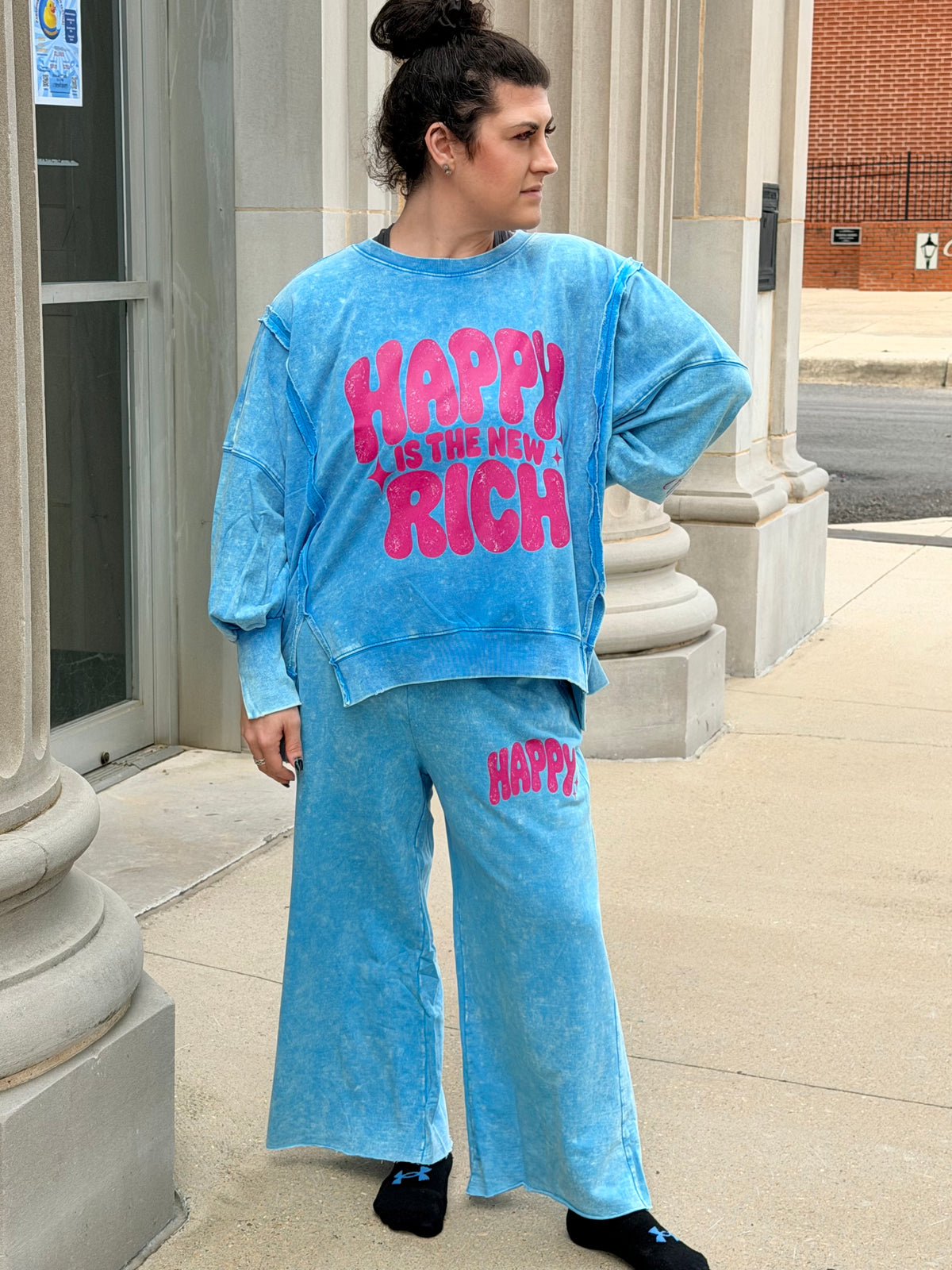 Happy Is The New Rich Oversized Sweatshirt