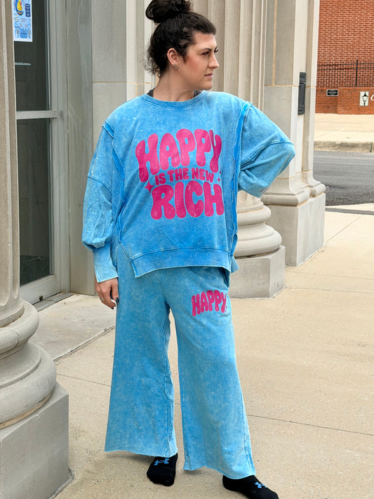 Happy Is The New Rich Oversized Sweatshirt