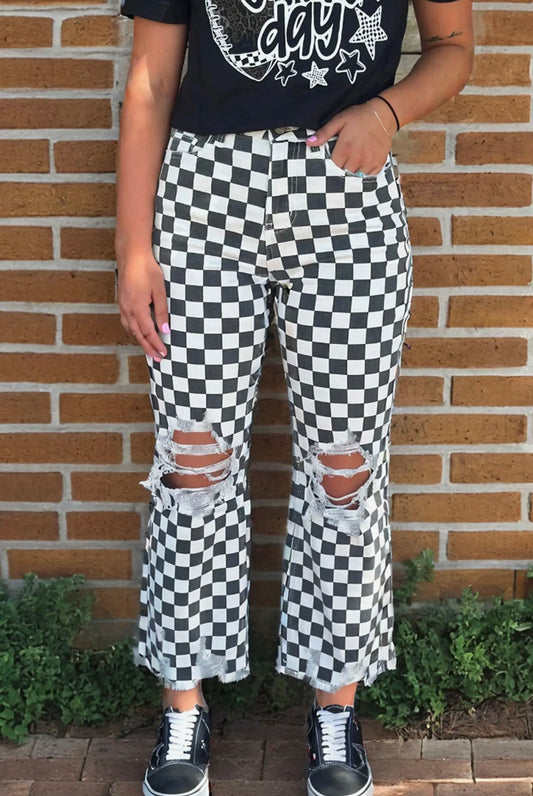 Fast Lane Checkered Jeans