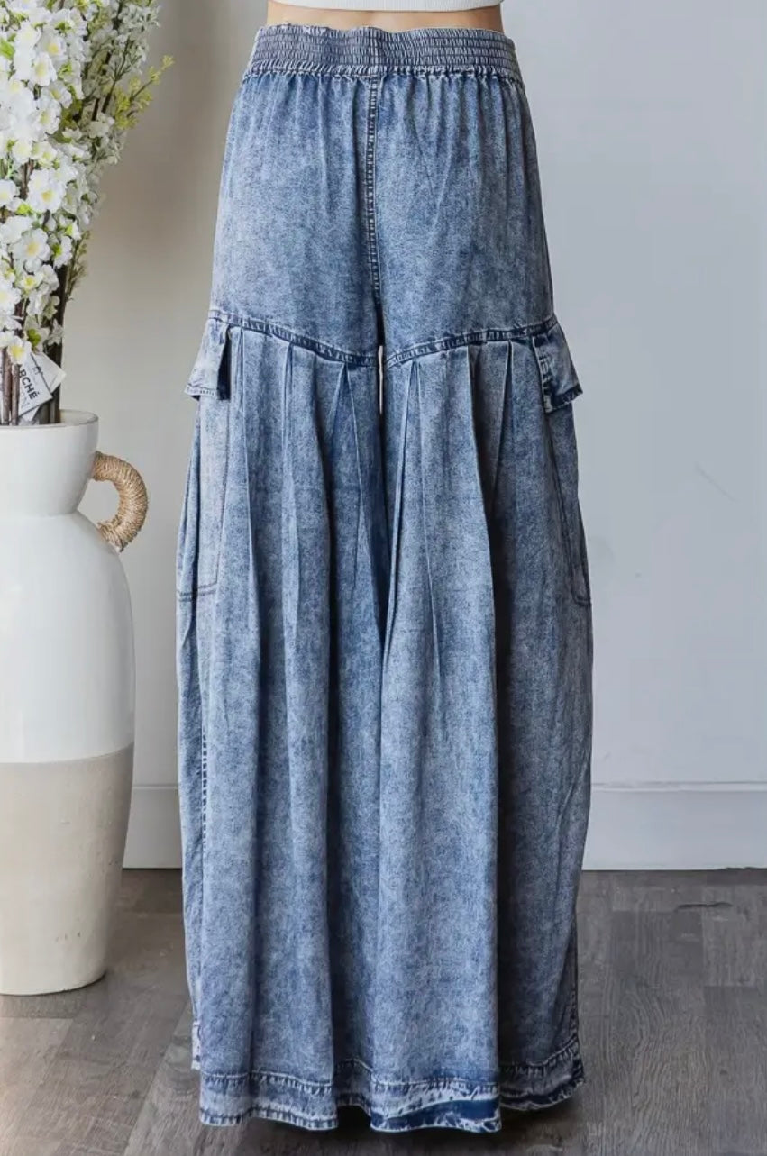 Washed Tencel Wide Leg Pants