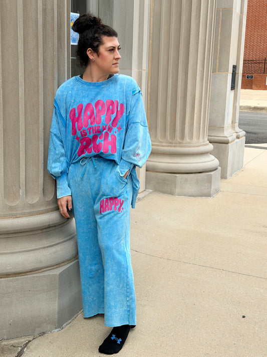 Happy Is The New Rich Oversized Sweatshirt