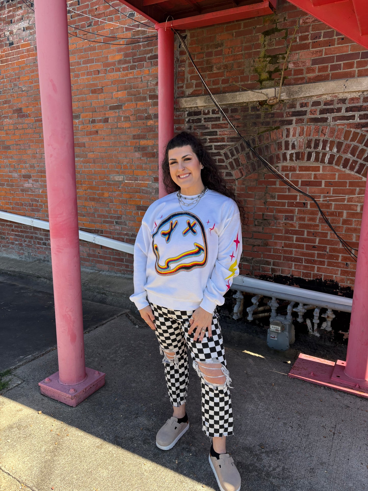 Nirvana Retro Smiley Graphic Sweatshirt