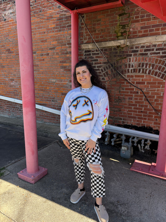 Nirvana Retro Smiley Graphic Sweatshirt