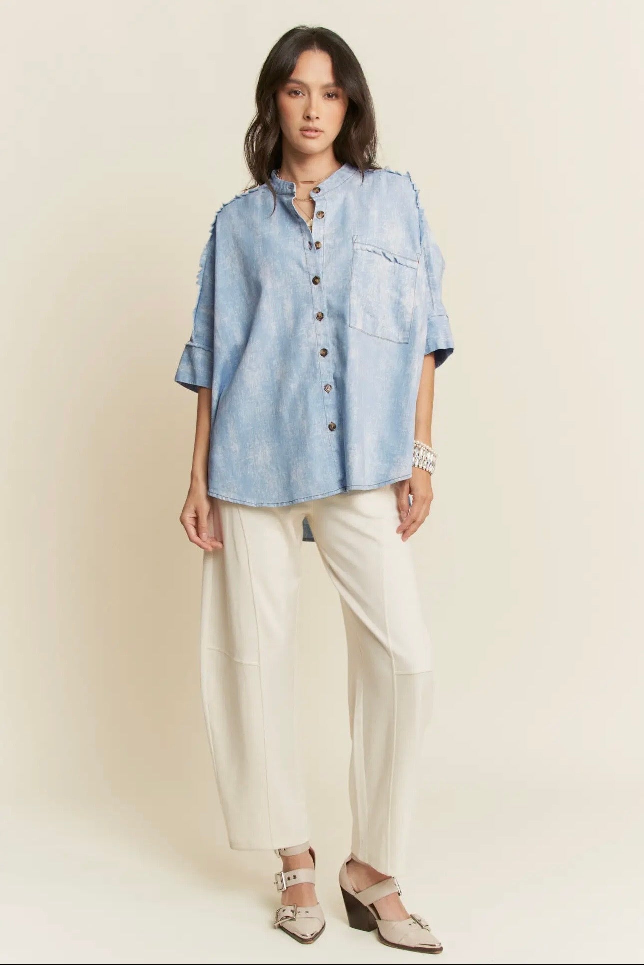 Coastal Breeze Chambray Top