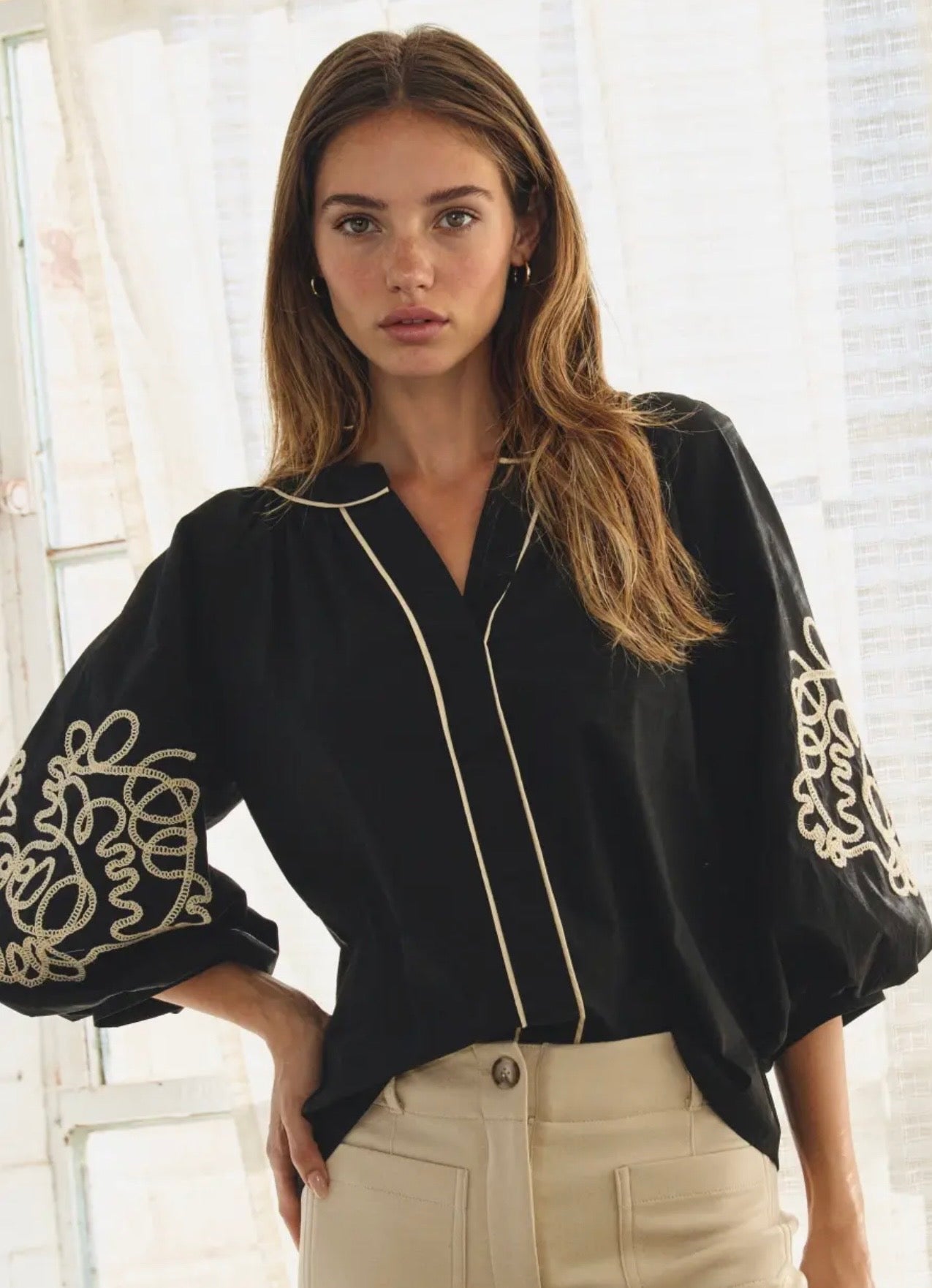 Black Sands Embroidered Blouse