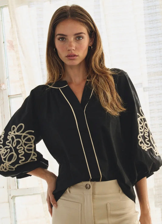 Black Sands Embroidered Blouse