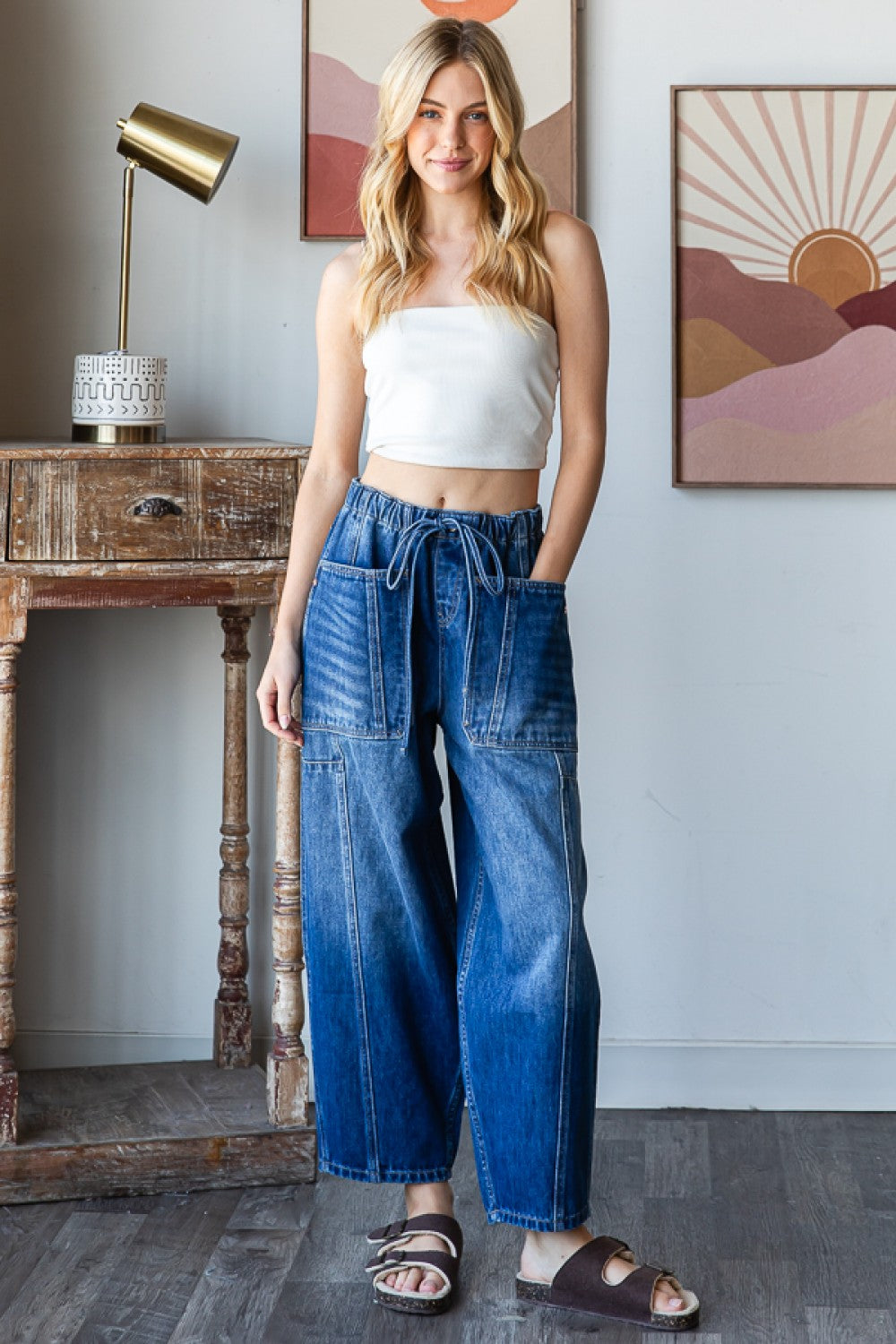 WASHED BARREL JEANS