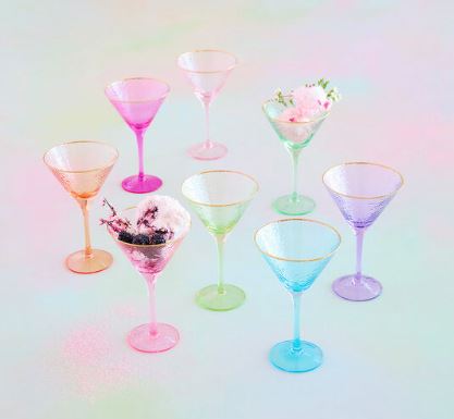 Rainbow Martini Glass, 7.2" (SOLD INDIVIDUALLY)
