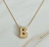 Crystal Bubble Initial Necklace