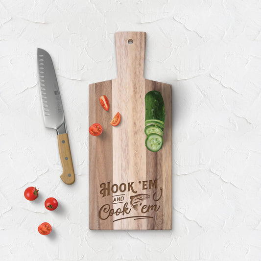 Hook 'Em And Cook 'Em Acacia Cutting Board