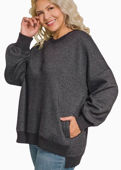 Comfy Chic Acid Washed Curvy Sweatshirt