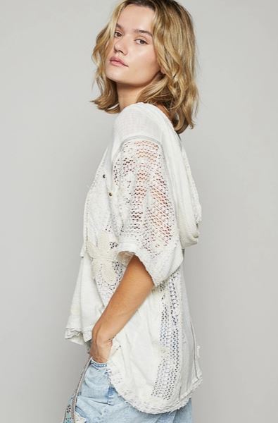 Crochet Contrast Solid Top