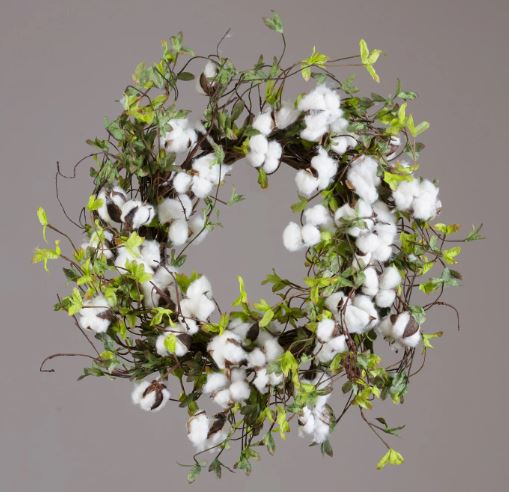 Wreath - Twig Base Cotton Miniature Green Leaves