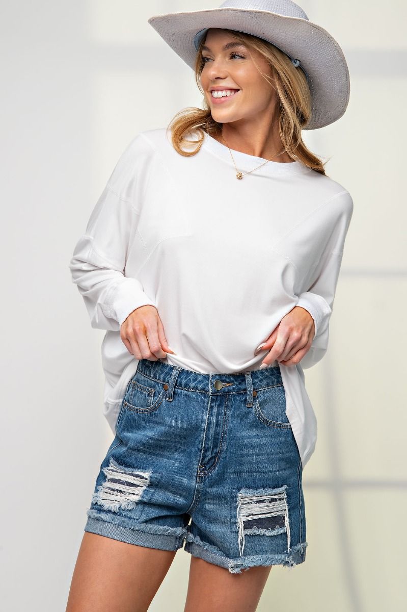 WASHED DENIM SHORTS