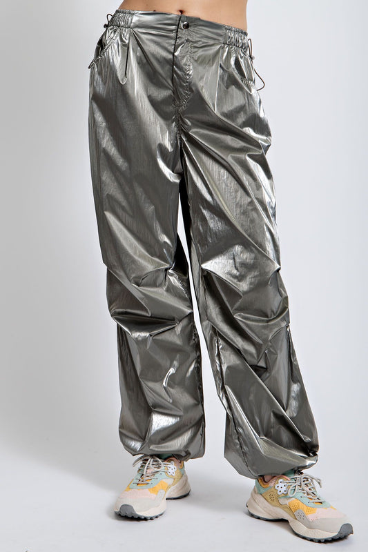 METALLIC PARACHUTE CARGO PANTS