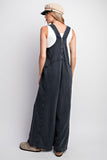 BLACK WASHED SOFT TERRY KNIT JUMPSUIT