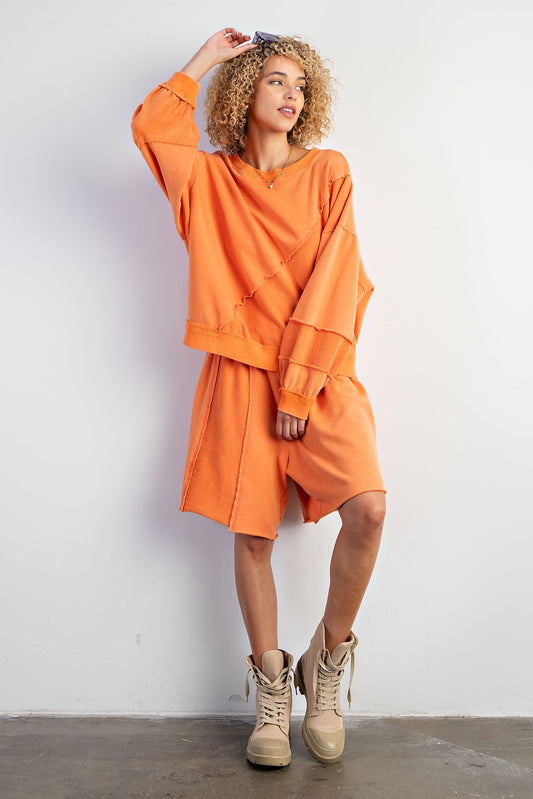 TERRY KNIT MINERAL WASHED SHORTS