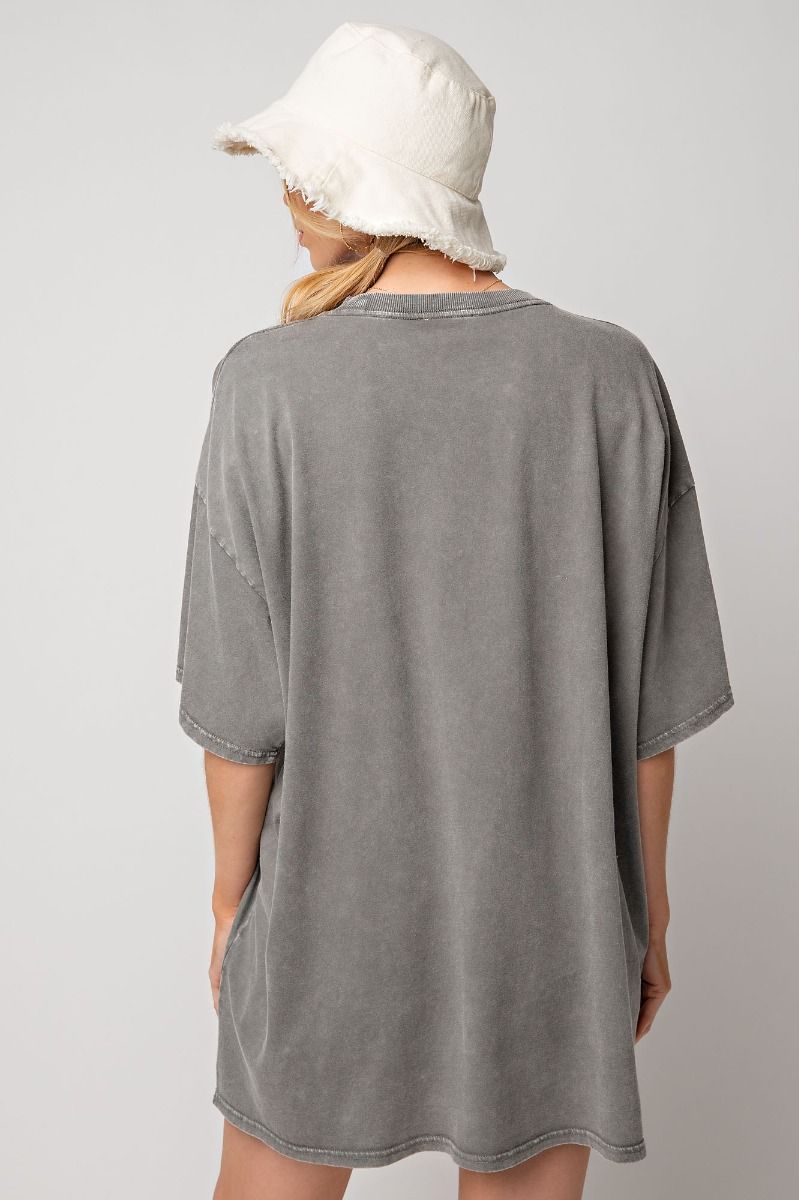 LIGHTNING PRINTED MINERAL WASHED DISTRESSED TEE