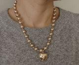 Ball Chain Heart Pendant Necklace
