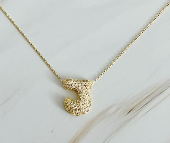 Crystal Bubble Initial Necklace