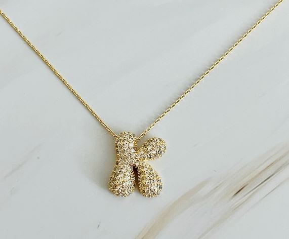 Crystal Bubble Initial Necklace