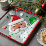 Square Santa Platter Glass Waving Santa