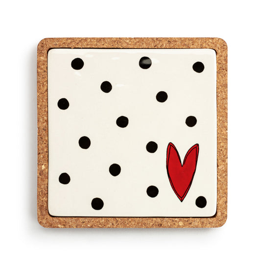 Black Dots Cork Base Trivet