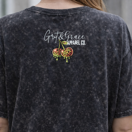 Midnight Luck Oversized Acid Wash Tee