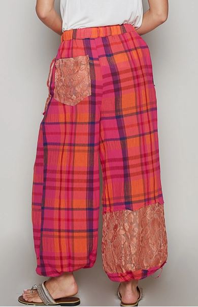 Pink Plaid Joggers