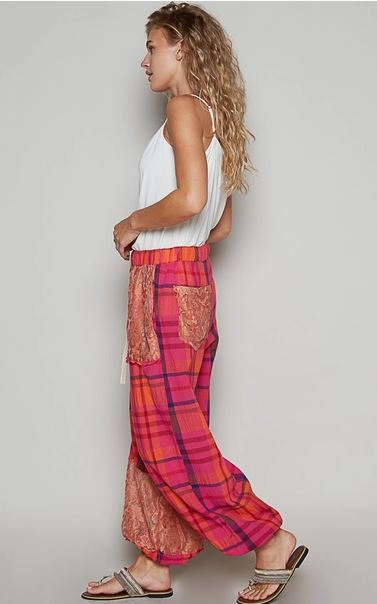 Pink Plaid Joggers
