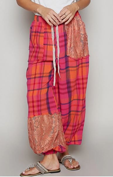 Pink Plaid Joggers