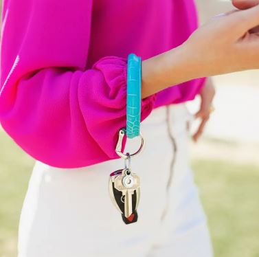 Leather Big O® Key Ring - Peacock Croc-Embossed