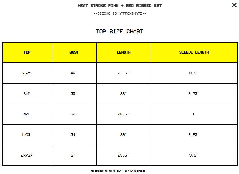 Heat Stroke Pink and Red Ribbed Set