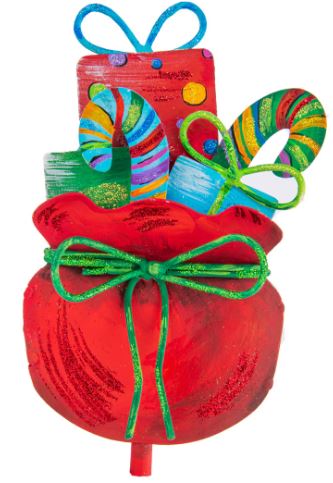 Merry & Bright Santa Bag Finial