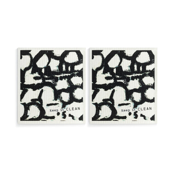 ArtLifting Biodegradable Dish Cloths Set of 2 - Off White and Black