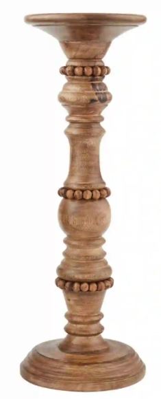 MEDIUM BEADED WOOD CANDLEHOLDER
