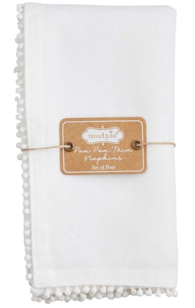 POM WHITE DINNER NAPKINS